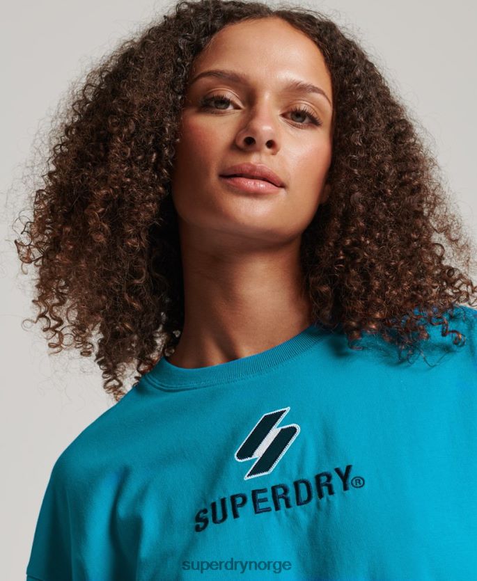 Superdry blå klær 86P46D2702 kode stablet boxy t-skjorte kvinner