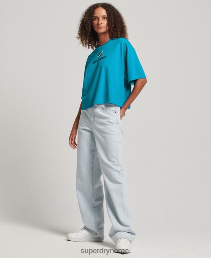 Superdry blå klær 86P46D2702 kode stablet boxy t-skjorte kvinner