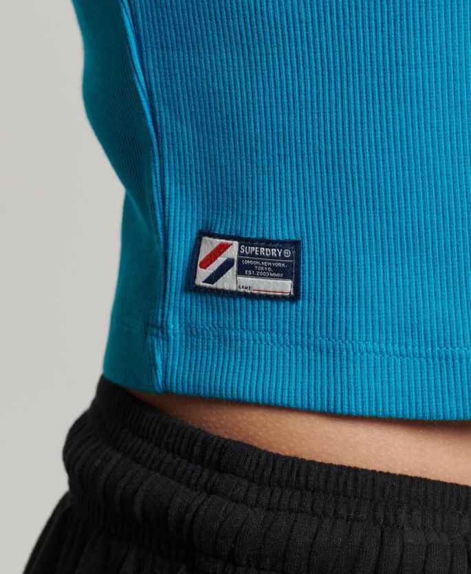 Superdry blå klær 86P46D2765 t-skjorte med essensielt passform i økologisk bomull kvinner