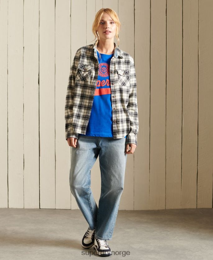 Superdry blå klær 86P46D2779 script stil college t-skjorte kvinner
