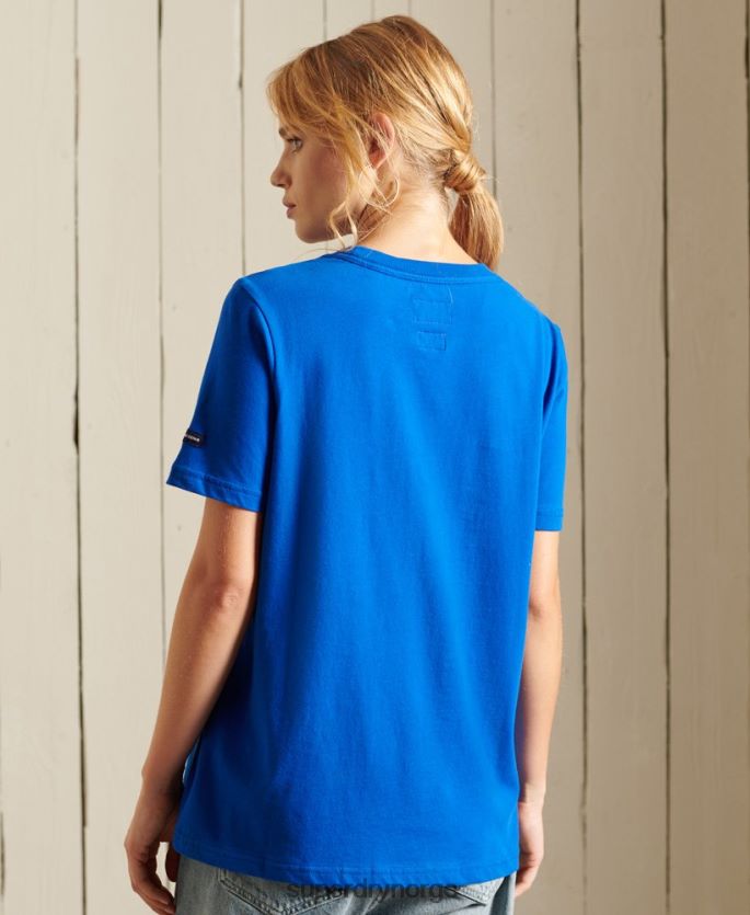 Superdry blå klær 86P46D2779 script stil college t-skjorte kvinner
