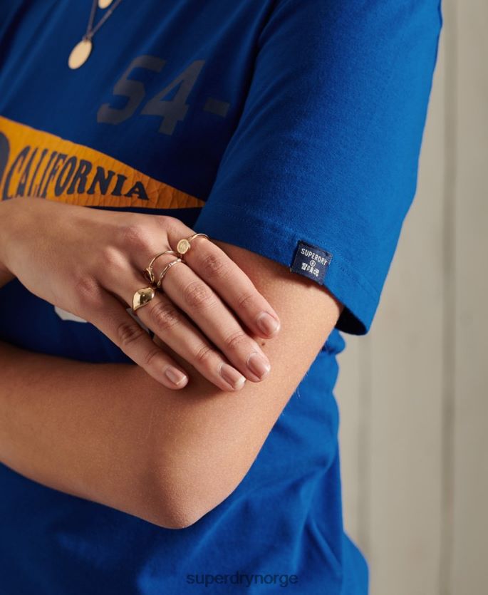 Superdry blå klær 86P46D2825 grafisk t-skjorte for atletikkforbund california kvinner