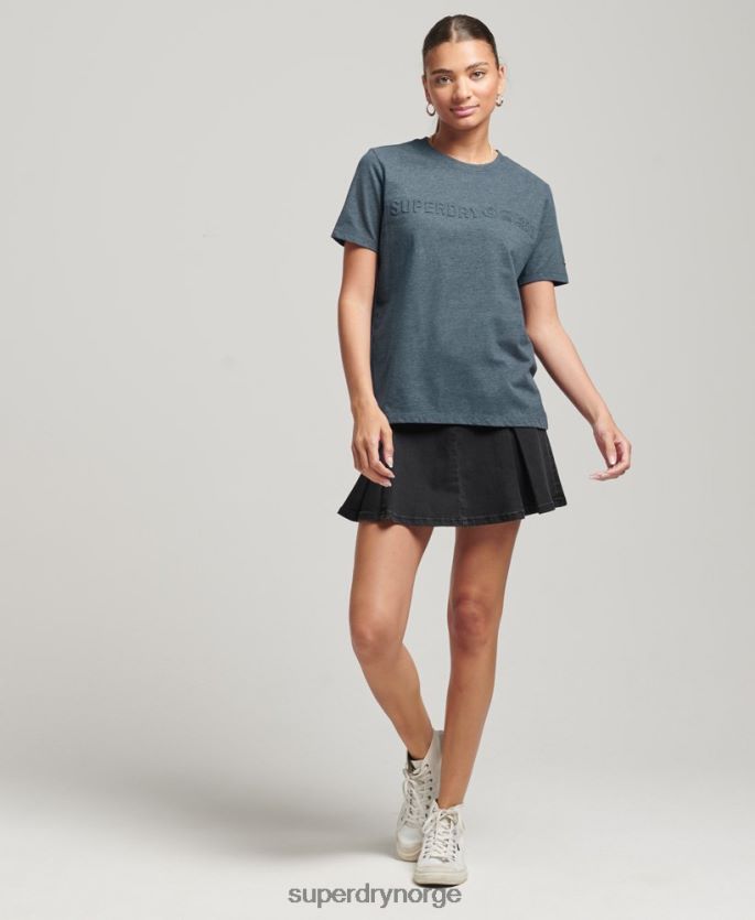 Superdry blå klær 86P46D2841 vintage bedriftslogo mergel t-skjorte kvinner