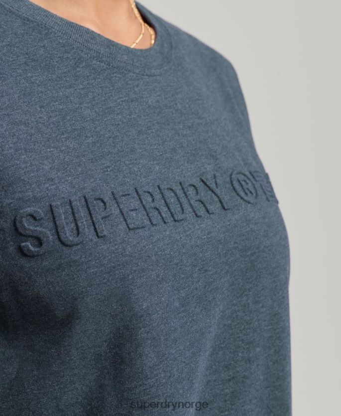 Superdry blå klær 86P46D2841 vintage bedriftslogo mergel t-skjorte kvinner