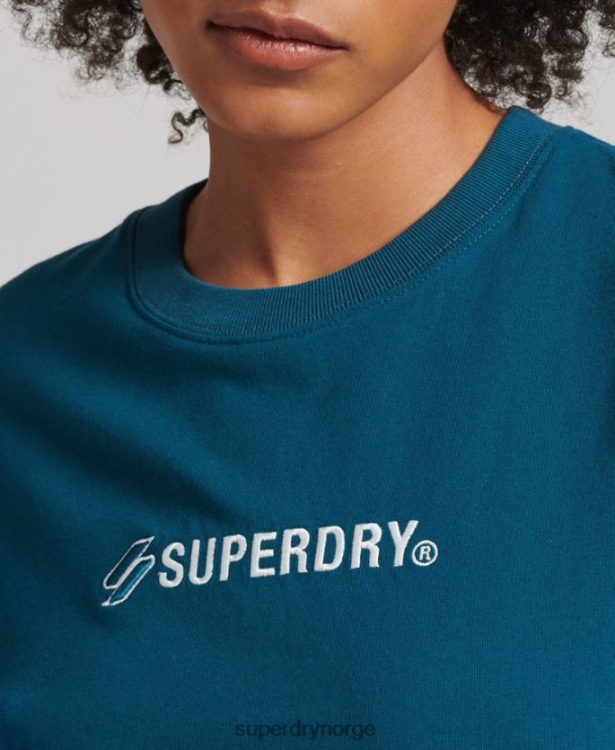 Superdry blå klær 86P46D6234 løs t-skjorte med logoapplikasjon kvinner