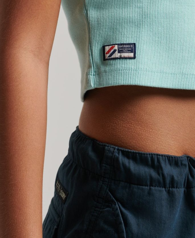Superdry blå klær 86P46D6236 essensiell ribbet t-skjorte kvinner