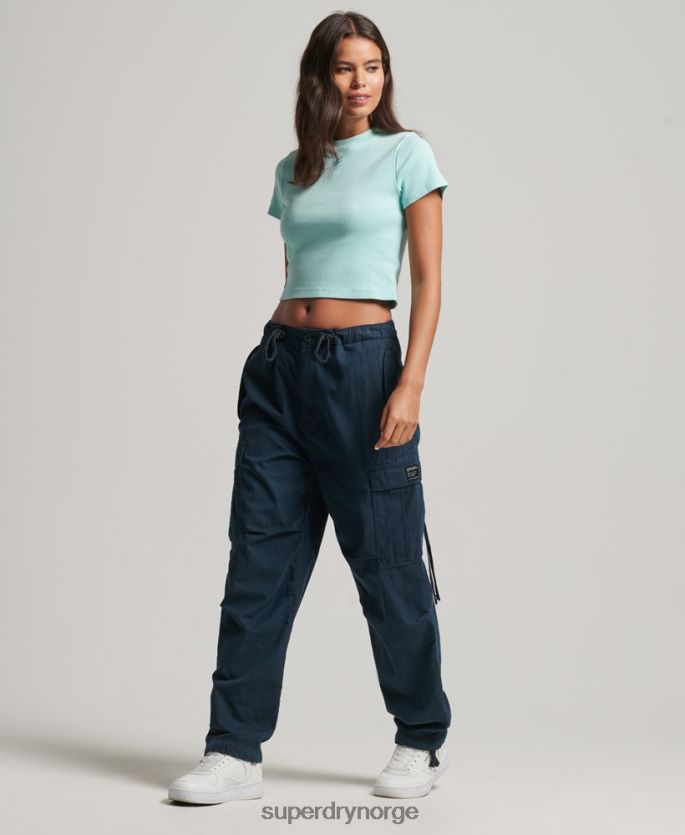 Superdry blå klær 86P46D6236 essensiell ribbet t-skjorte kvinner