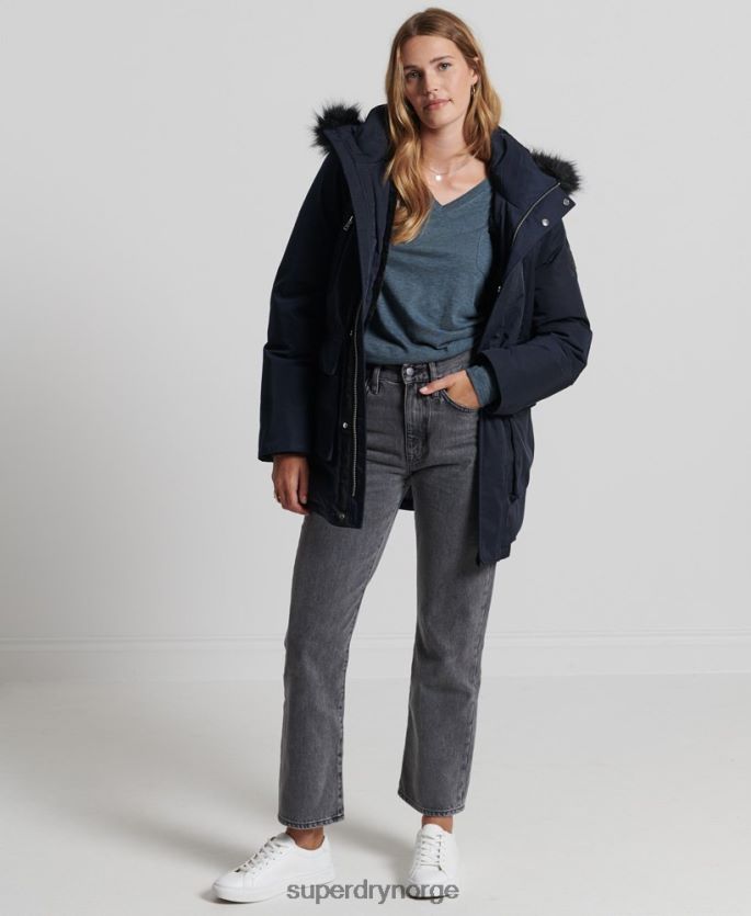 Superdry blå klær 86P46D6645 organisk bomull med lange armer med v-hals kvinner