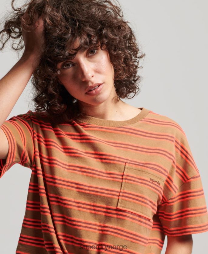 Superdry brun klær 86P46D2707 vintage t-skjorte i økologisk bomull foran kvinner