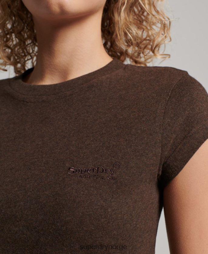 Superdry brun klær 86P46D2716 vintage t-skjorte med capsermer med logo kvinner