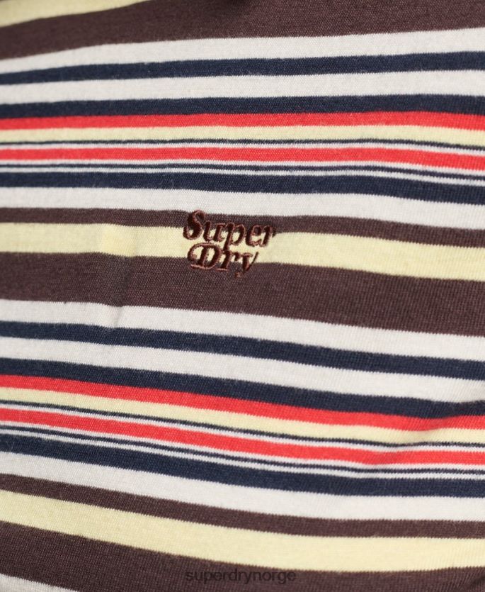 Superdry brun klær 86P46D2948 organisk bomull vintage stripe crop langermet topp kvinner