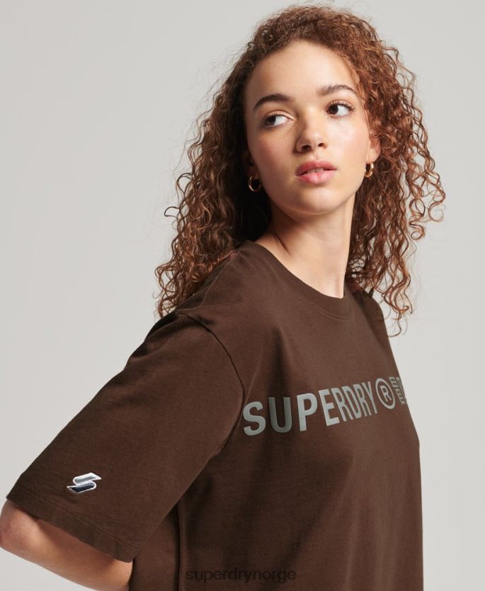 Superdry brun klær 86P46D6564 kode lineær løs t-skjorte kvinner