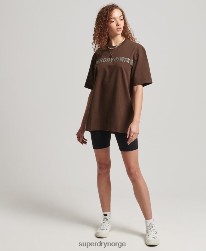 Superdry brun klær 86P46D6564 kode lineær løs t-skjorte kvinner