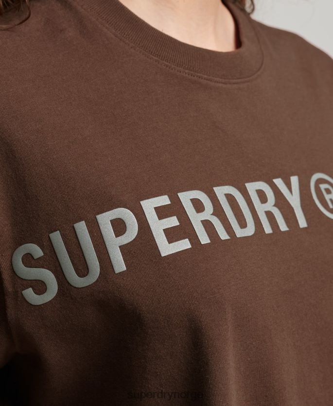 Superdry brun klær 86P46D6564 kode lineær løs t-skjorte kvinner