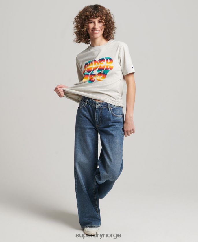 Superdry grå klær 86P46D2648 vintage scripted infill t-skjorte kvinner