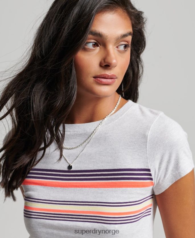Superdry grå klær 86P46D2692 vintage stripe t-skjorte kvinner