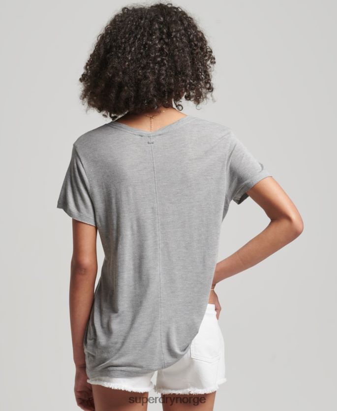 Superdry grå klær 86P46D2728 slub v-hals t-skjorte kvinner