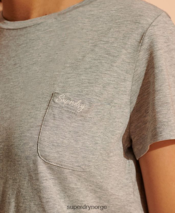 Superdry grå klær 86P46D2853 T-skjorte med rund hals i økologisk bomull kvinner