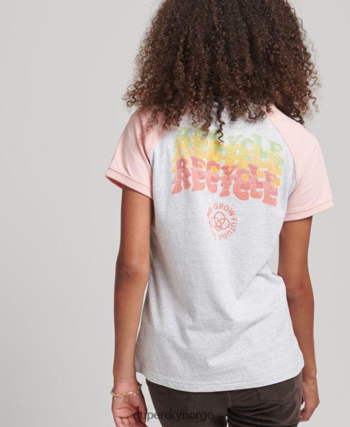 Superdry grå klær 86P46D6225 resirkulert raglan t-skjorte kvinner