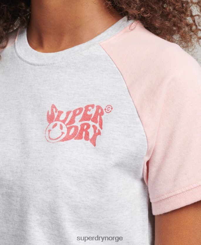Superdry grå klær 86P46D6225 resirkulert raglan t-skjorte kvinner