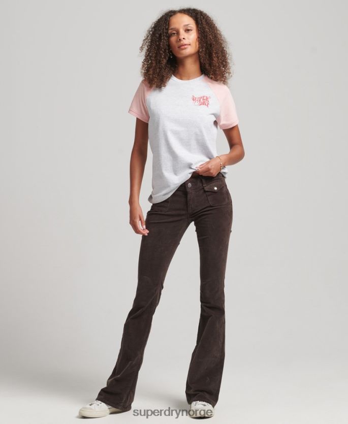 Superdry grå klær 86P46D6225 resirkulert raglan t-skjorte kvinner