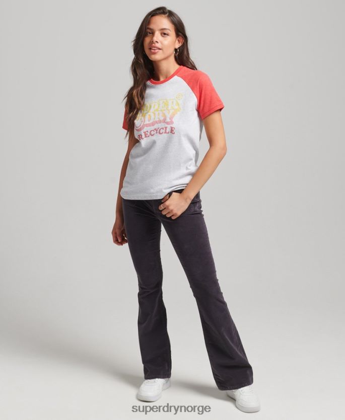 Superdry grå klær 86P46D6237 resirkulert raglan t-skjorte kvinner