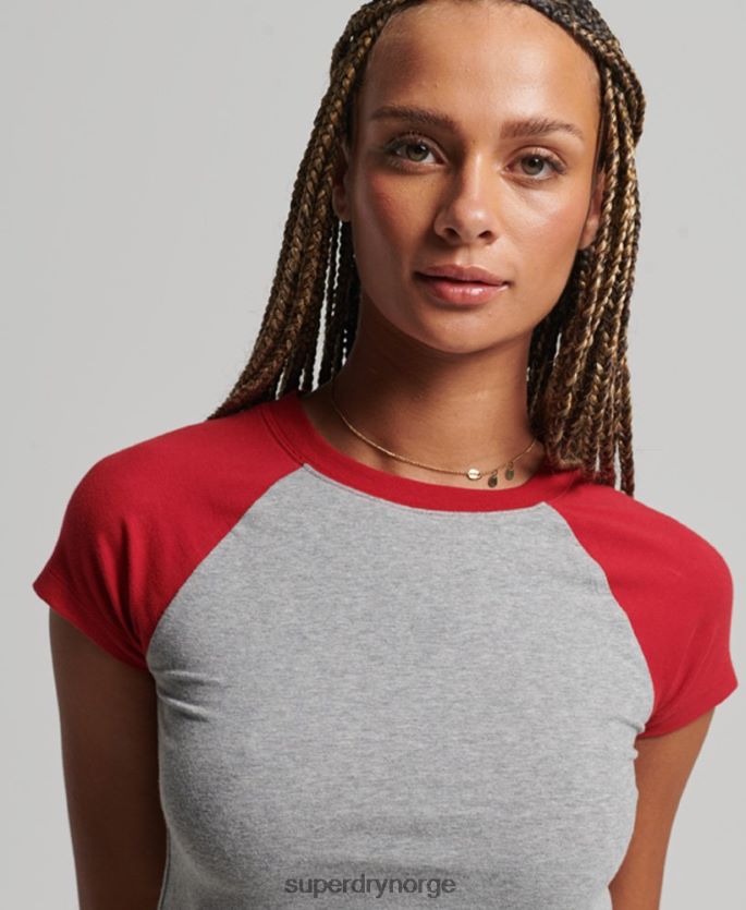 Superdry grå klær 86P46D6246 beskåret baseball t-skjorte i økologisk bomull kvinner
