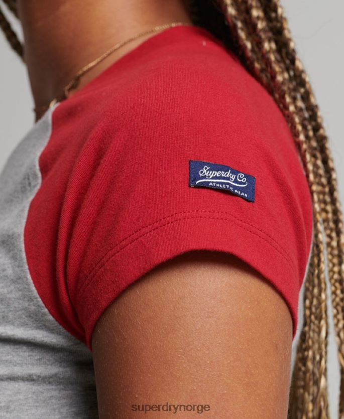 Superdry grå klær 86P46D6246 beskåret baseball t-skjorte i økologisk bomull kvinner