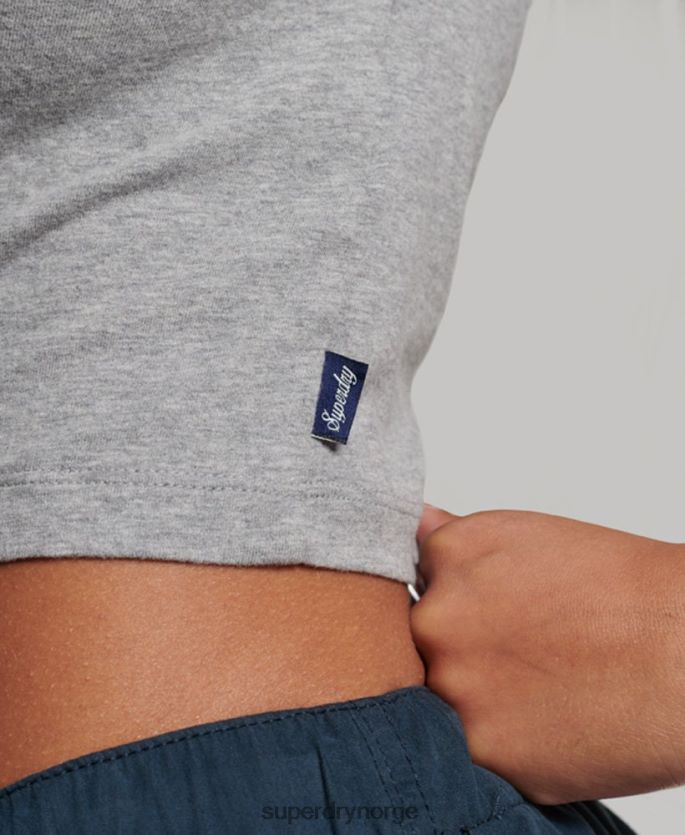 Superdry grå klær 86P46D6246 beskåret baseball t-skjorte i økologisk bomull kvinner
