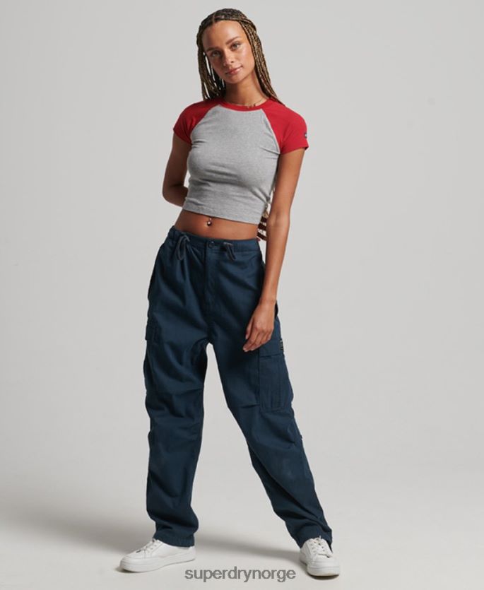 Superdry grå klær 86P46D6246 beskåret baseball t-skjorte i økologisk bomull kvinner