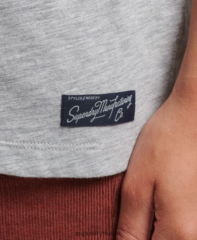 Superdry grå klær 86P46D6247 90-talls t-skjorte med løs passform med logolapp kvinner