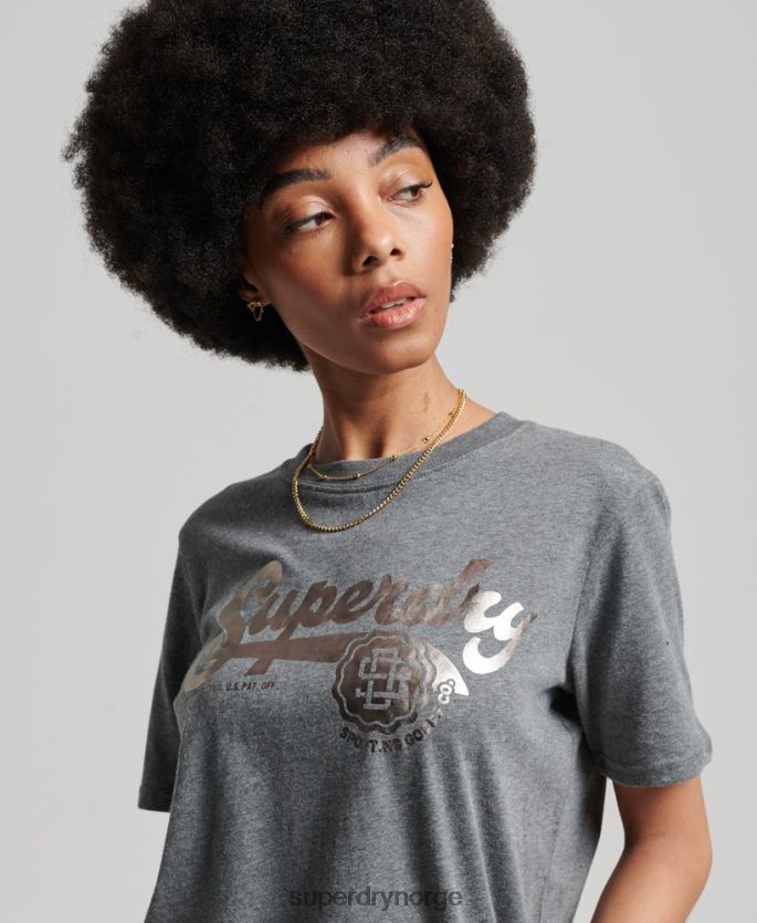 Superdry grå klær 86P46D6258 vintage script stil college t-skjorte kvinner