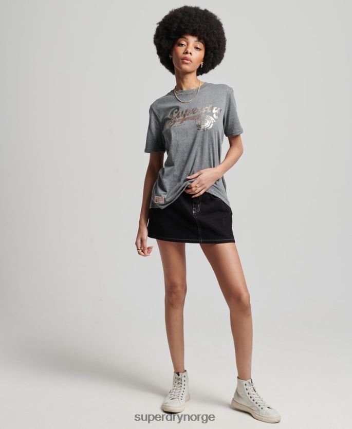 Superdry grå klær 86P46D6258 vintage script stil college t-skjorte kvinner