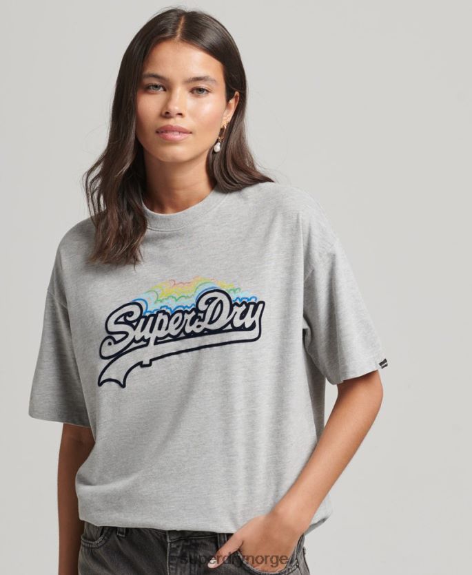 Superdry grå klær 86P46D6261 vintage regnbue-logo-t-skjorte kvinner
