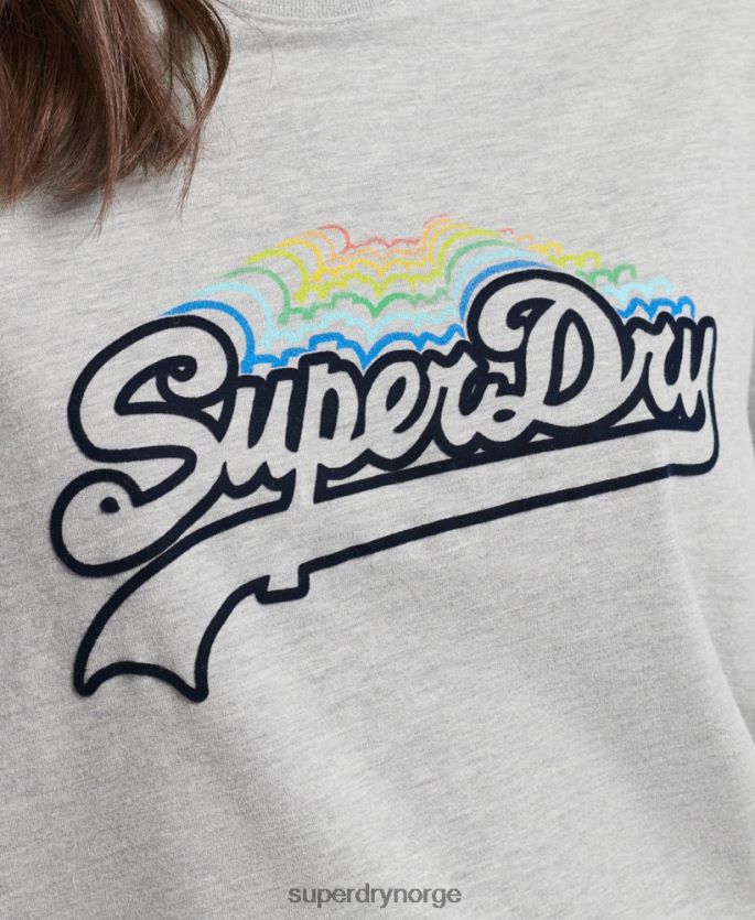 Superdry grå klær 86P46D6261 vintage regnbue-logo-t-skjorte kvinner