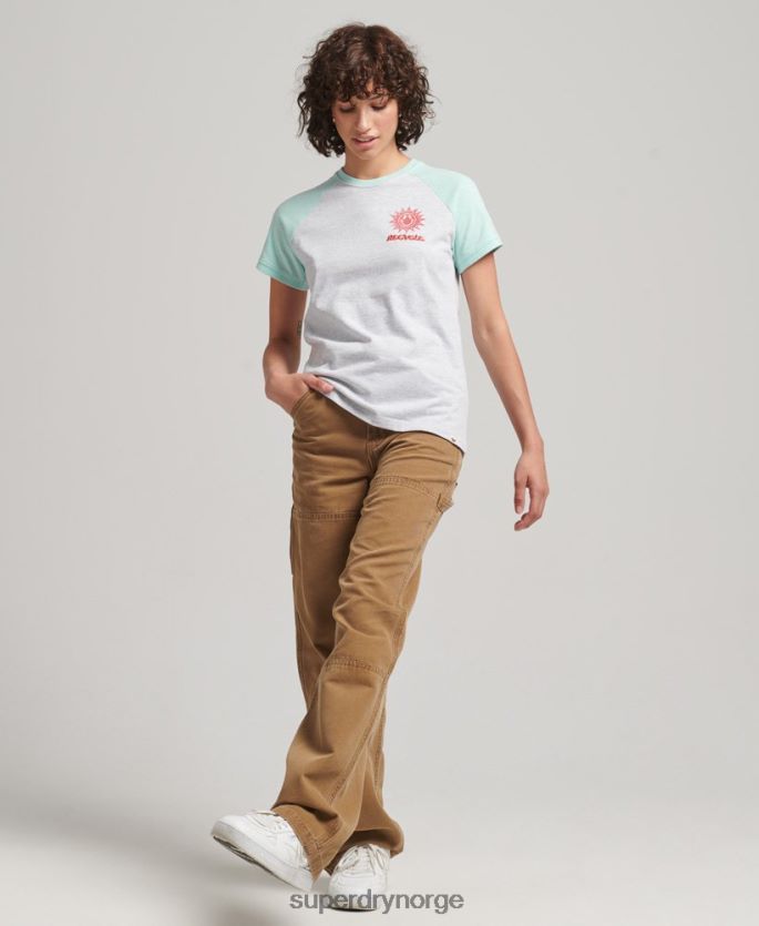 Superdry grå klær 86P46D6287 resirkulert raglan t-skjorte kvinner