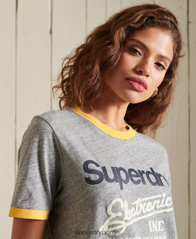 Superdry grå klær 86P46D6304 core logo amerikansk klassiker ringer t-skjorte kvinner