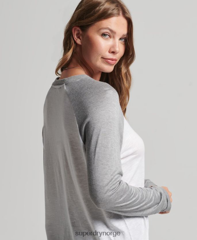 Superdry grå klær 86P46D6514 langermet baseball topp kvinner