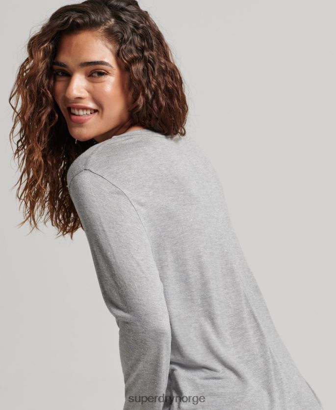 Superdry grå klær 86P46D6736 langermet v-hals topp kvinner