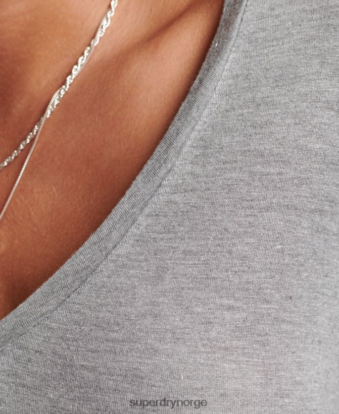 Superdry grå klær 86P46D6736 langermet v-hals topp kvinner