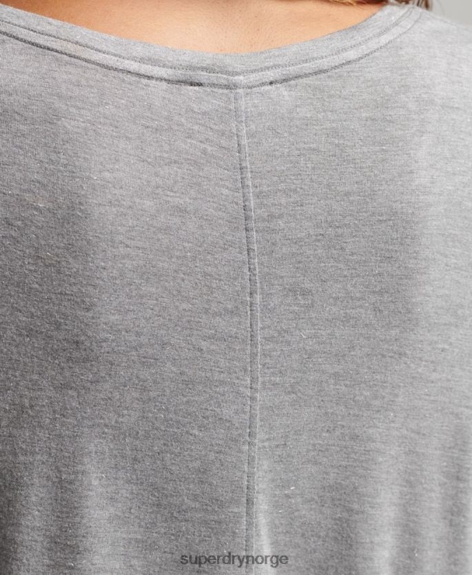 Superdry grå klær 86P46D6736 langermet v-hals topp kvinner