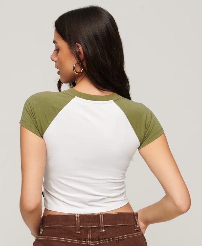 Superdry grønn klær 86P46D2100 beskåret baseball baby t-skjorte kvinner