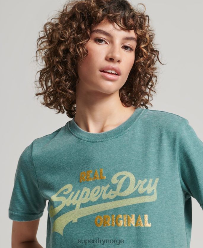 Superdry grønn klær 86P46D2118 vintage logo burnout t-skjorte kvinner