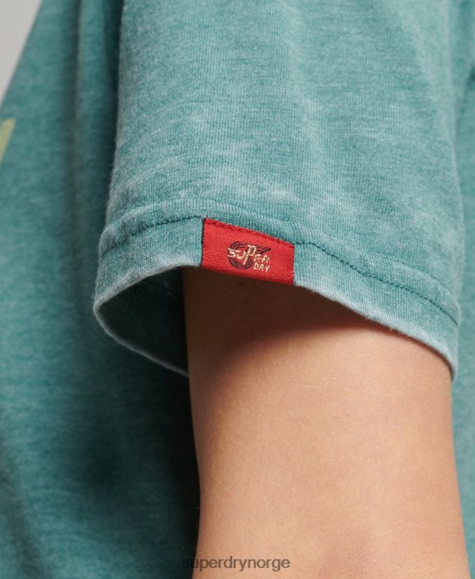 Superdry grønn klær 86P46D2118 vintage logo burnout t-skjorte kvinner
