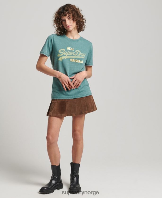 Superdry grønn klær 86P46D2118 vintage logo burnout t-skjorte kvinner