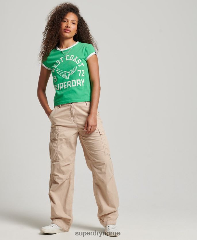Superdry grønn klær 86P46D2187 vintage atletisk ringer t-skjorte kvinner