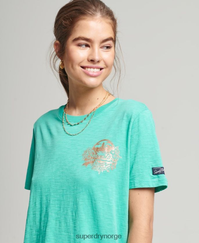 Superdry grønn klær 86P46D2781 vintage logo sesongbasert t-skjorte kvinner
