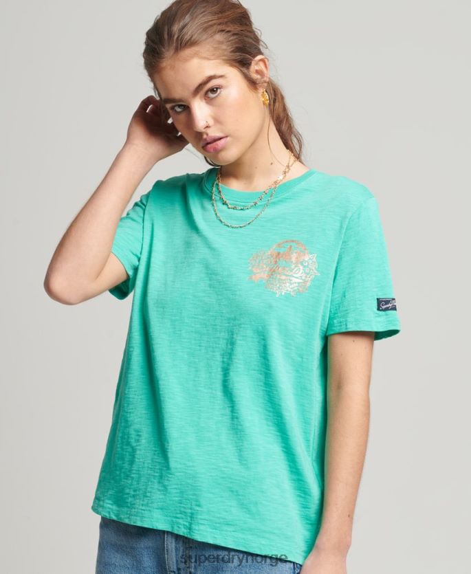 Superdry grønn klær 86P46D2781 vintage logo sesongbasert t-skjorte kvinner