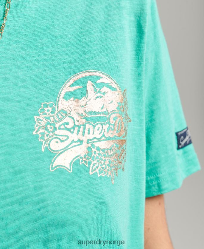 Superdry grønn klær 86P46D2781 vintage logo sesongbasert t-skjorte kvinner