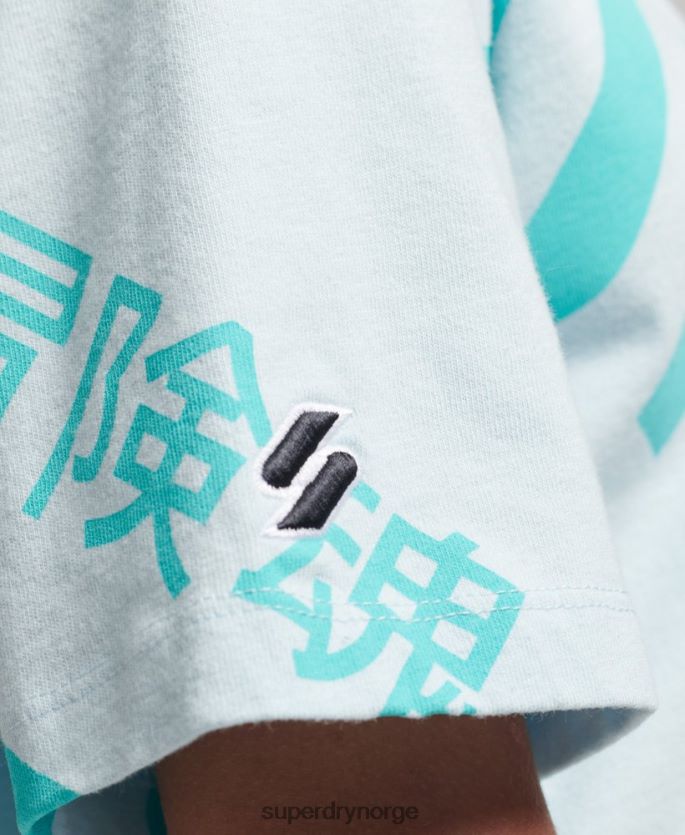 Superdry grønn klær 86P46D2835 kode kjerne-logo over hele t-skjorten kvinner